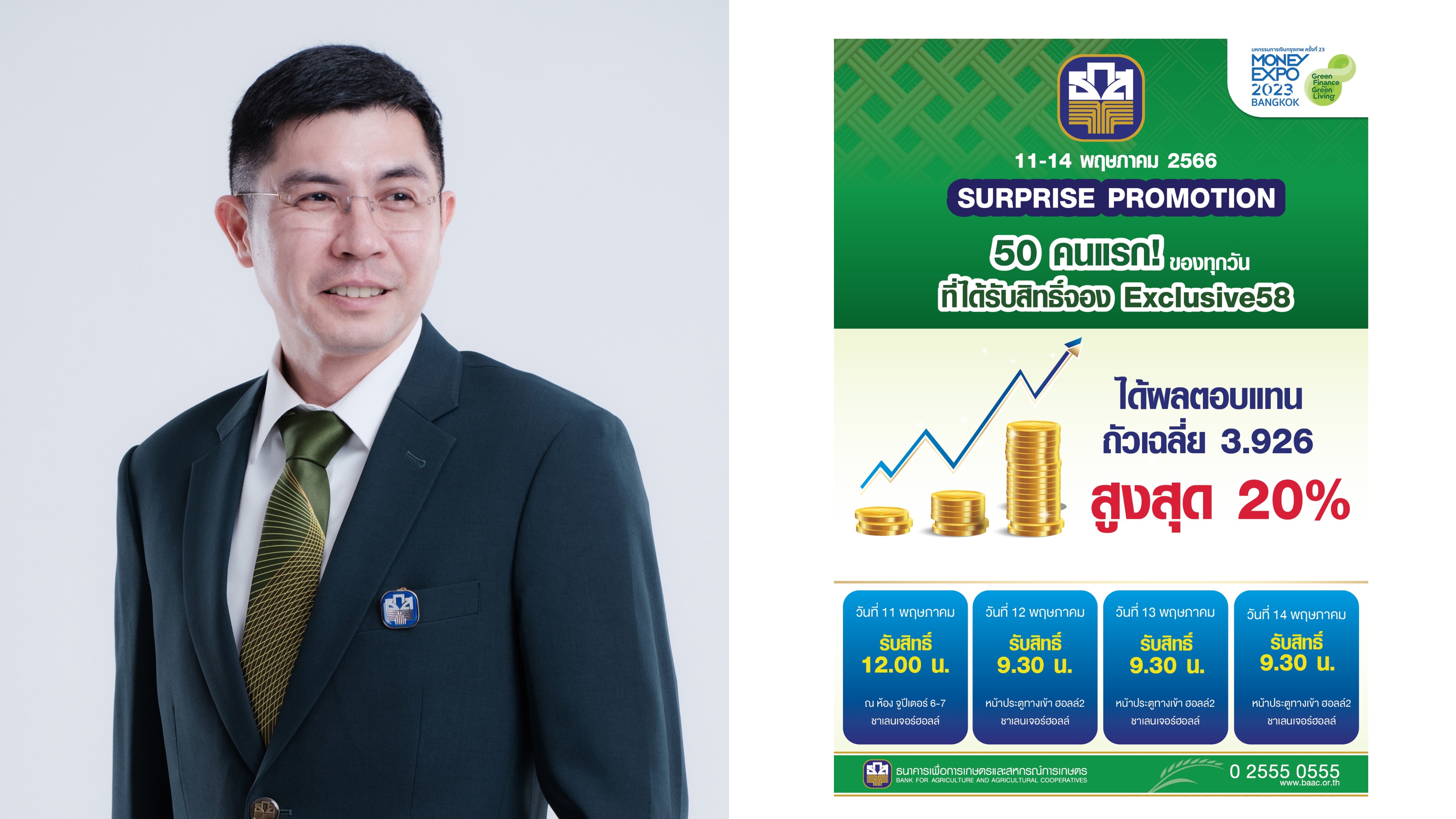 ธ.ก.ส. จัด Surprise โปรโมชันเงินฝาก รับดอกเบี้ยสูงสุด 20% เฉพาะในงาน MONEY EXPO 2023