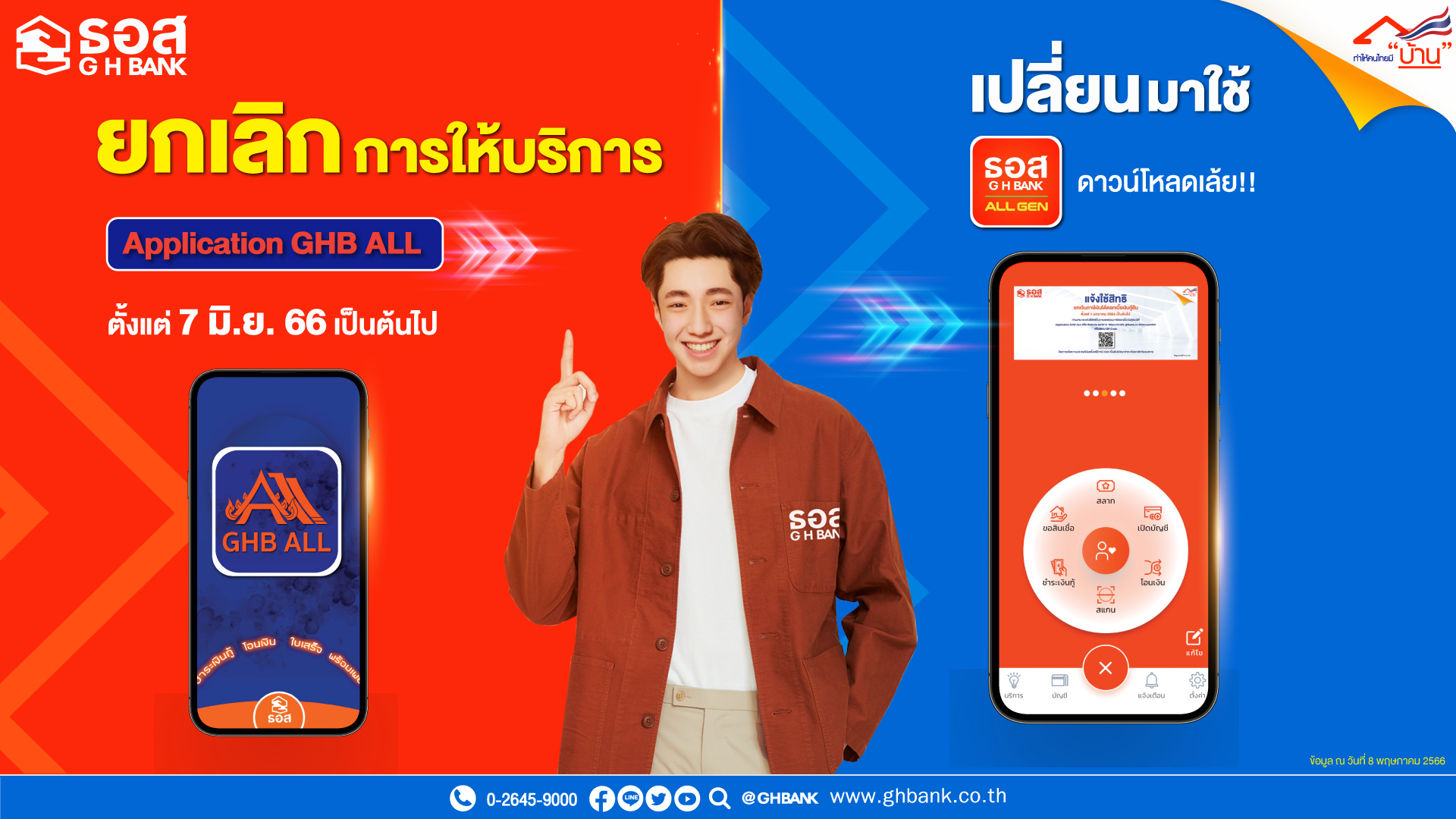 ธอส. ยกระดับการบริการด้านดิจิทัลเต็มรูปแบบกับ Application : GHB ALL GEN พร้อมยกเลิกให้บริการ GHB ALL ตั้งแต่ 7 มิถุนายน 2566 เป็นต้นไป