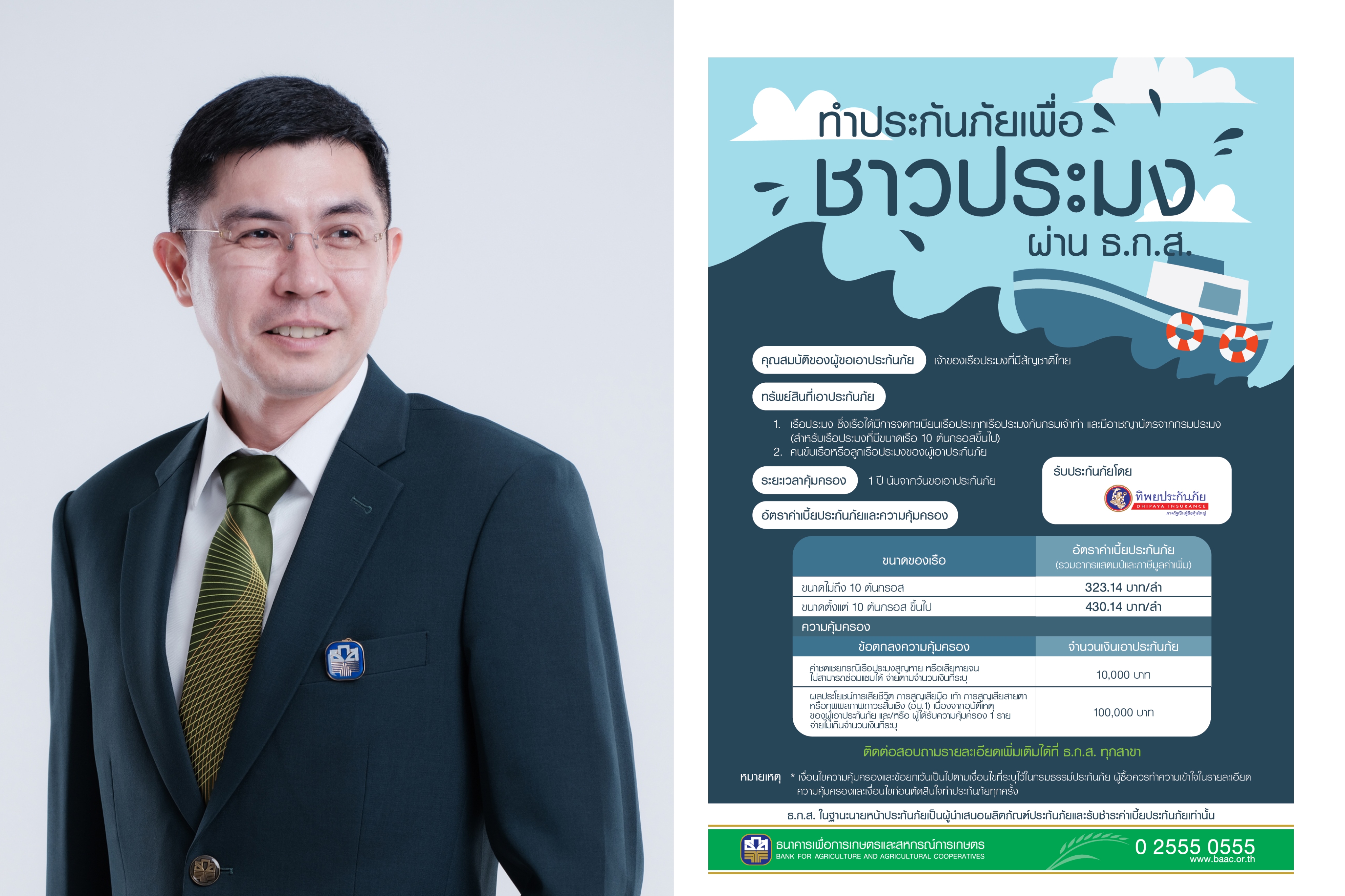 ธ.ก.ส. จัดประกันภัยลดความเสี่ยงผู้ประกอบการประมงจากภัยพิบัติ