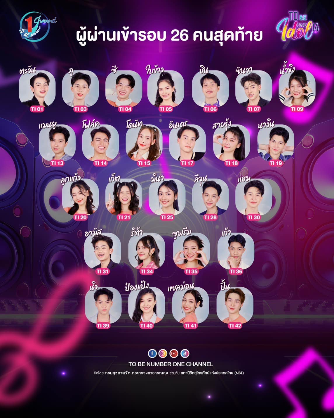 ร่วมเชียร์และร่วมลุ้น ใคร? จะได้ไปต่อและ…ใคร?จะได้เป็นสุดยอดเยาวชนต้นแบบเก่งและดี TO BE NUMBER ONE IDOL 14