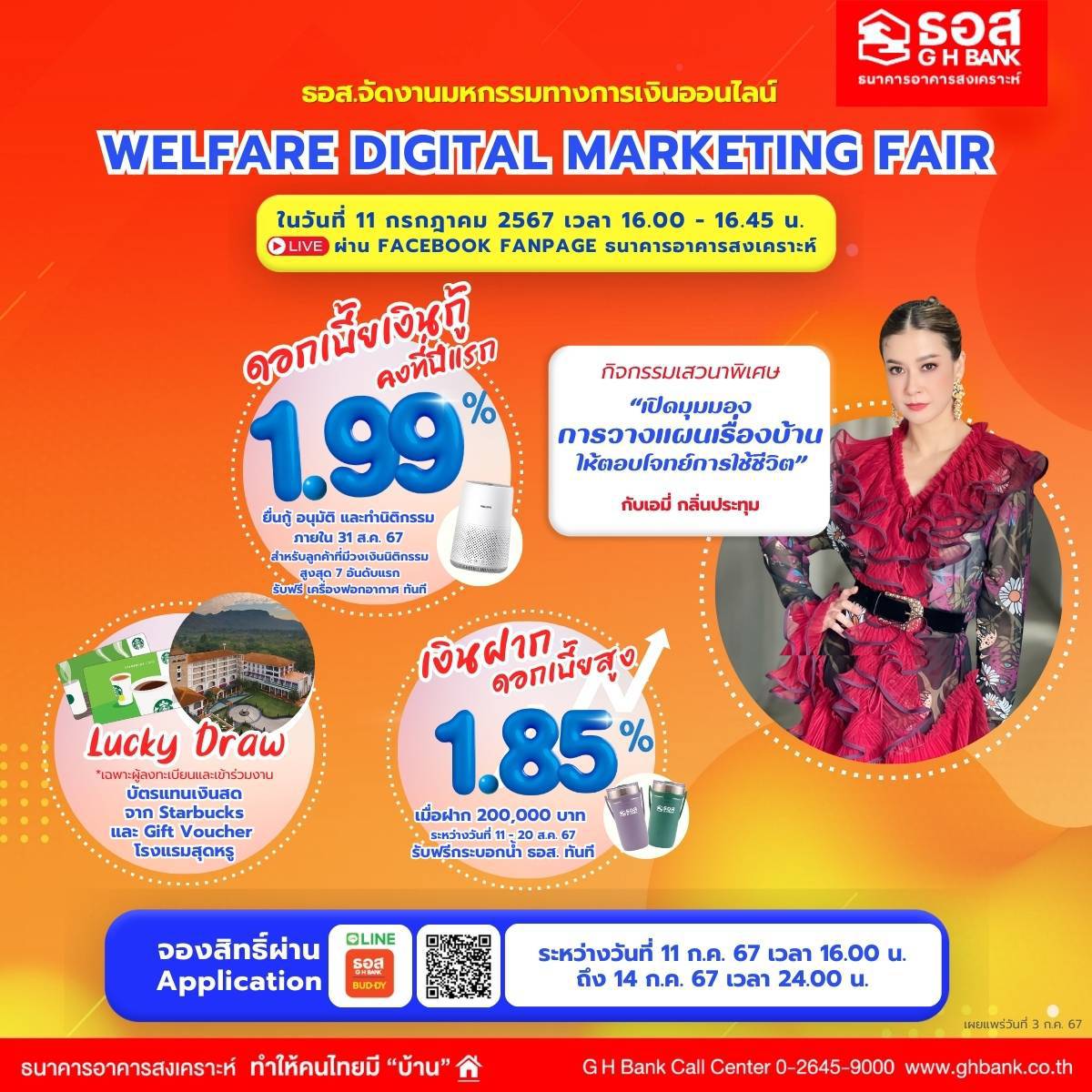 ธอส. จัดงานมหกรรมทางการเงินออนไลน์ : Welfare Digital Marketing Fairรวมแพคเกจสินเชื่อบ้านดอกเบี้ยต่ำ – เงินฝากดอกเบี้ยสูง สำหรับลูกค้าสวัสดิการ