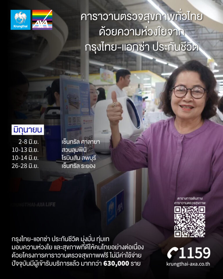 กรุงไทย-แอกซ่า ประกันชีวิต จัดโครงการ “คาราวานตรวจสุขภาพทั่วไทย” มอบบริการตรวจสุขภาพ ฟรี! ตลอดเดือนมิถุนายน