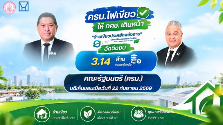 ครม.ไฟเขียว ให้ กคช. เดินหน้า “บ้านเขียวประหยัดพลังงาน” GEF อัดฉีดงบ 3.14 ล้านดอลลาร์สหรัฐ